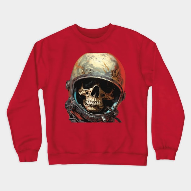 Skeleton in An Astronaut Helmet Crewneck Sweatshirt by FrogandFog